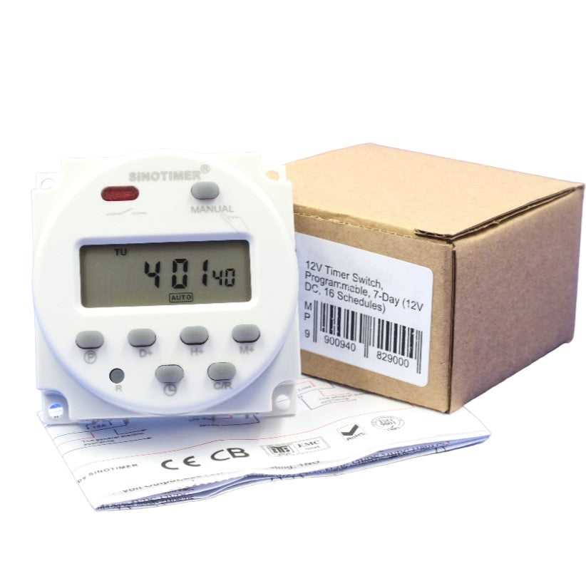 12V Digital Timer Switch 12V DC, 16 Schedules