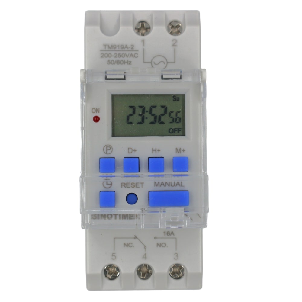 16A Timer Switch, Programmable (230V AC, 16 Schedules, DIN Rail)