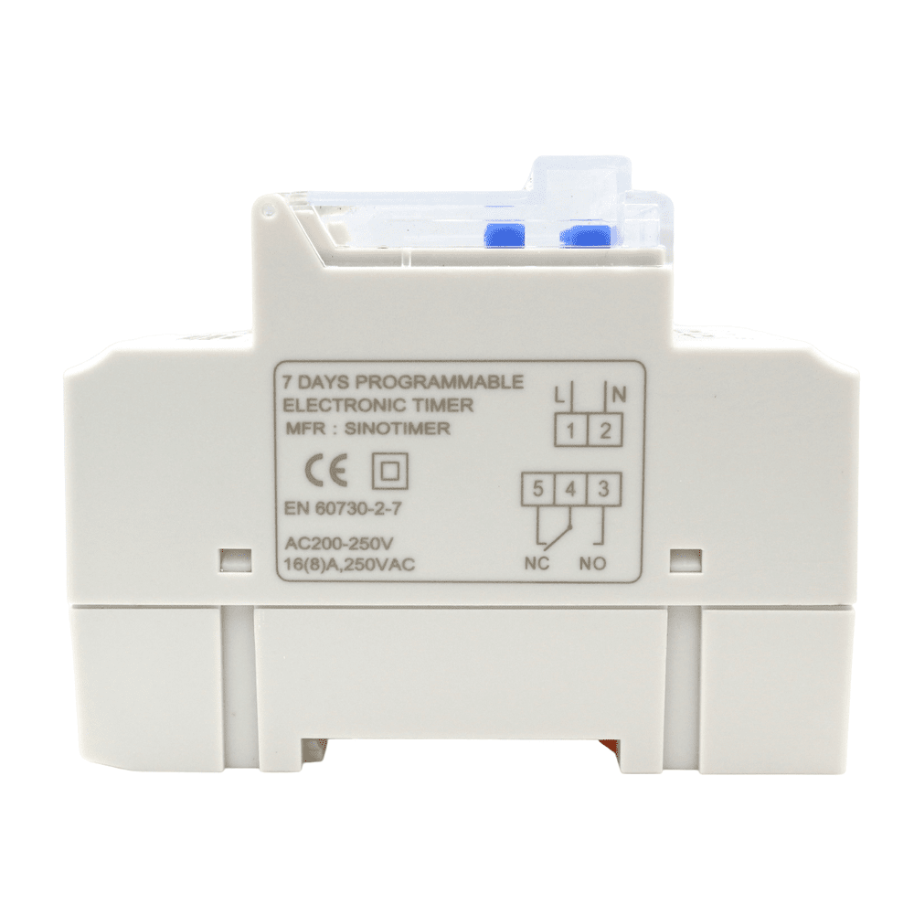 16A Timer Switch, Programmable 230V AC, 16 Schedules, DIN Rail