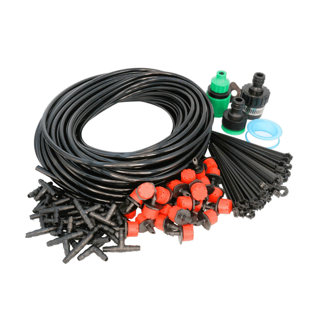 Drip Irrigation Kit 30 Adjustable Drippers, 25m 4/7mm Micro Tube, Fittings